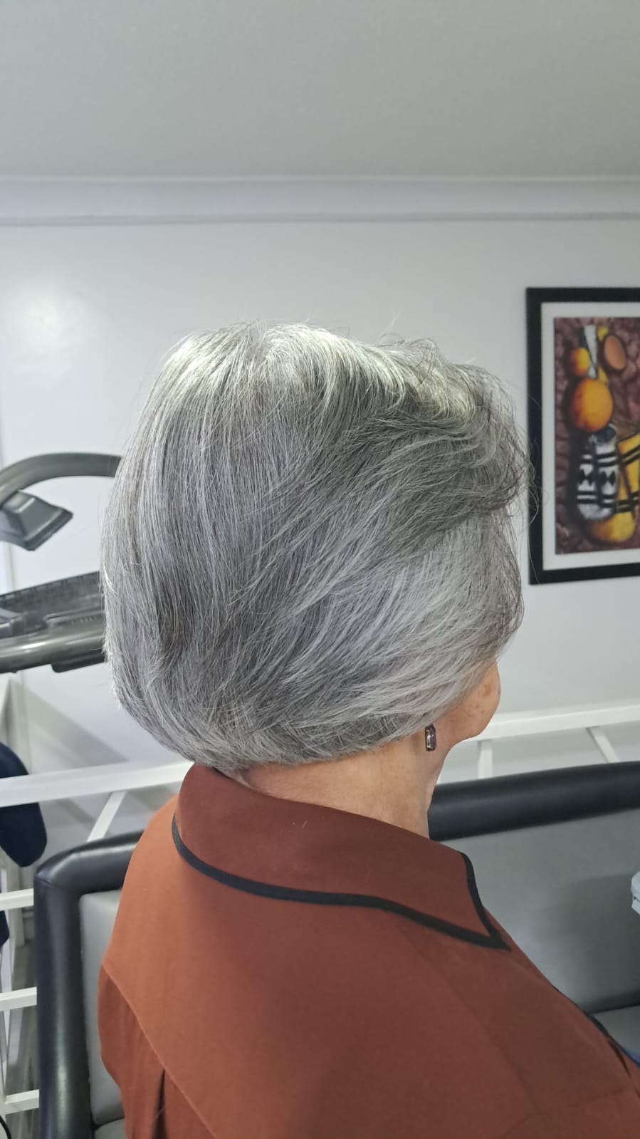 Corte plateado en capas, vista posterior
